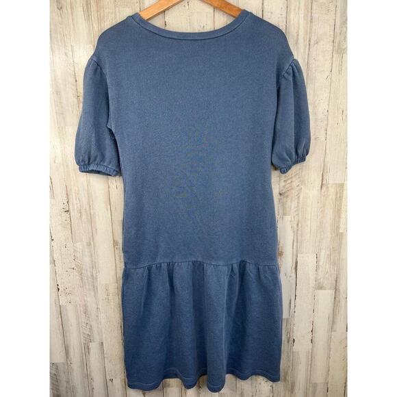 Caslon Casual Blue Dress Short Puff Sleeves Round Neck Size XXS Pockets - Picture 7 of 12